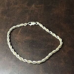Vintage sterling silver with intertwined gold chain rope bracelet